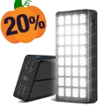 Psooo PS-900 Solarny Powerbank z Oświetleniem LED - 30000mAh - Czarny